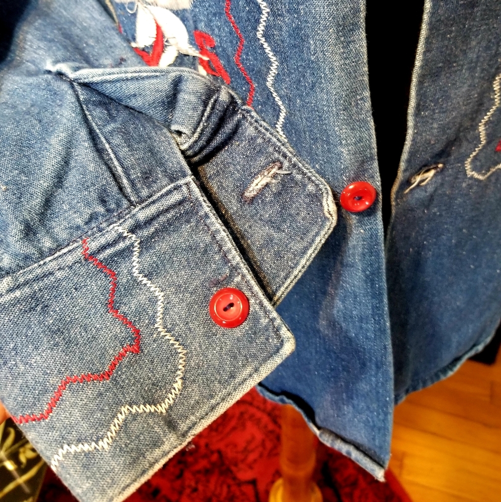 VTG 60s/70s Mexican Embroidered Jean Jacket - Picture 4 of 13